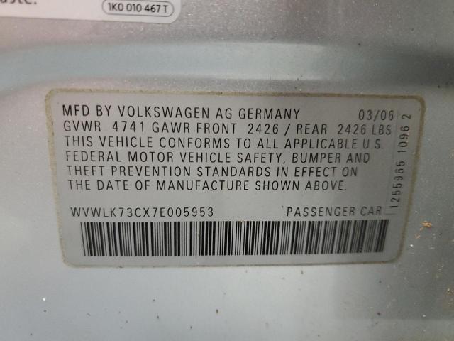 WVWLK73CX7E005953 - 2007 VOLKSWAGEN PASSAT 2.0T WAGON VALUE SILVER photo 12