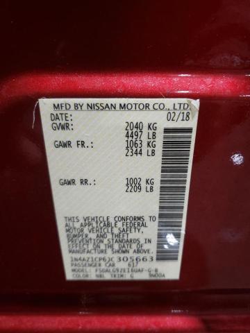 1N4AZ1CP6JC305663 - 2018 NISSAN LEAF S RED photo 12