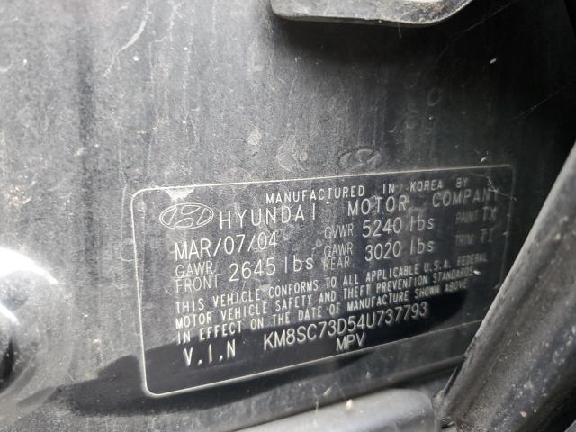 KM8SC73D54U737793 - 2004 HYUNDAI SANTA FE GLS CHARCOAL photo 12