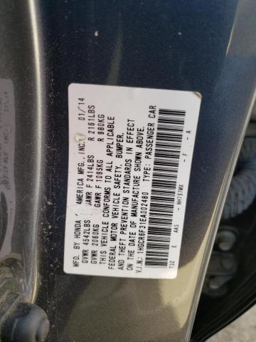 1HGCR6F31EA002480 - 2014 HONDA ACCORD HYBRID GRAY photo 12