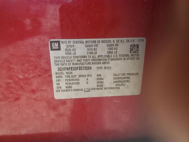 3GYFNFE33FS573584 - 2015 CADILLAC SRX PERFORMANCE COLLECTION Rouge photo 14