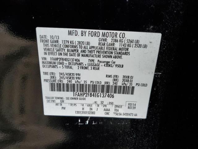 1FAHP2F84EG137406 - 2014 FORD TAURUS LIMITED BLACK photo 12