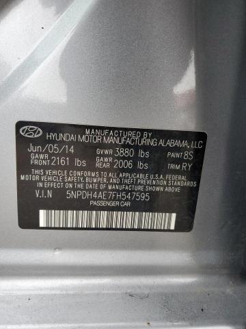 5NPDH4AE7FH547595 - 2015 HYUNDAI ELANTRA SE SILVER photo 12