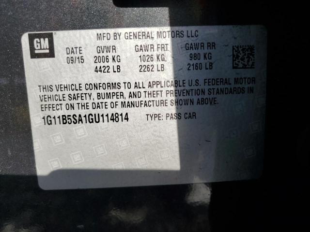 1G11B5SA1GU114814 - 2016 CHEVROLET MALIBU LIM LS GRAY photo 12