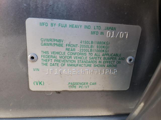 JF1SG63667H741262 - 2007 SUBARU FORESTER 2.5X GRAY photo 13