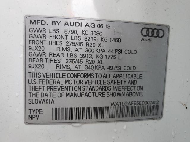 WA1LGAFE5ED002452 - 2014 AUDI Q7 PREMIUM PLUS WHITE photo 13