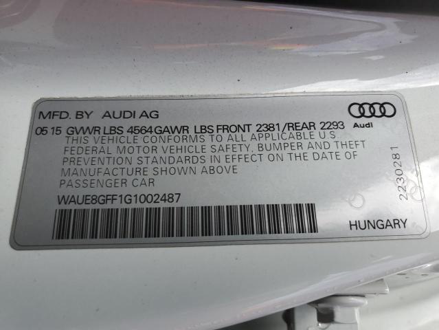 WAUE8GFF1G1002487 - 2016 AUDI A3 PREMIUM PLUS WHITE photo 12