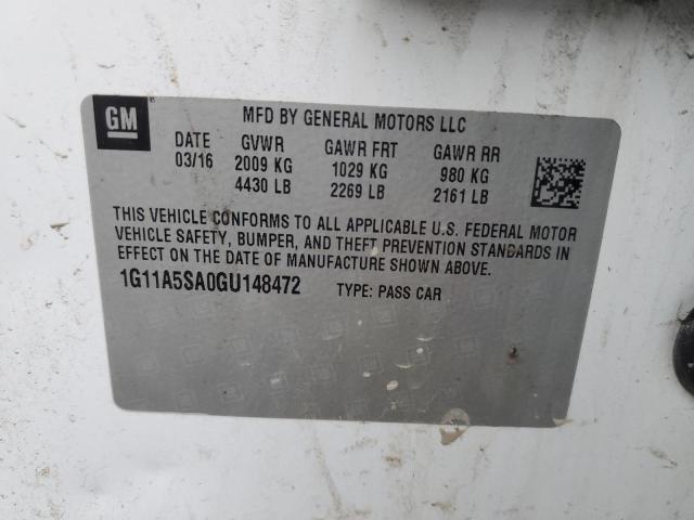 1G11A5SA0GU148472 - 2016 CHEVROLET MALIBU LIM LS Beyaz fotoğraf 13