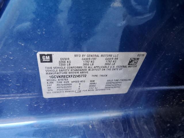 1GCVKRECXFZ245772 - 2015 CHEVROLET silverado K1500 LT BLUE photo 12