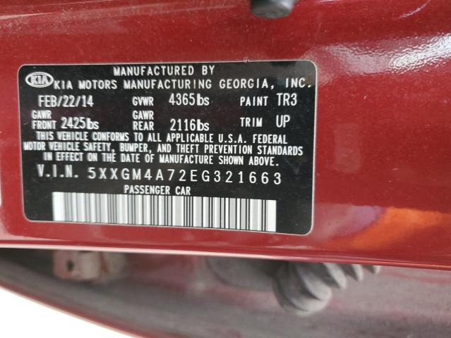 5XXGM4A72EG321663 - 2014 KIA OPTIMA LX RED photo 12