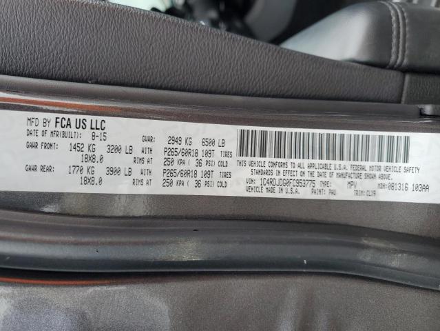 1C4RDJDG0FC953775 - 2015 DODGE DURANGO LIMITED GRAY photo 13