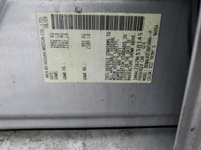 1N4AL21E29N550145 - 2009 NISSAN ALTIMA 2.5 SILVER photo 12