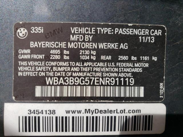 WBA3B9G57ENR91119 - 2014 BMW 335 XI GRAY photo 13