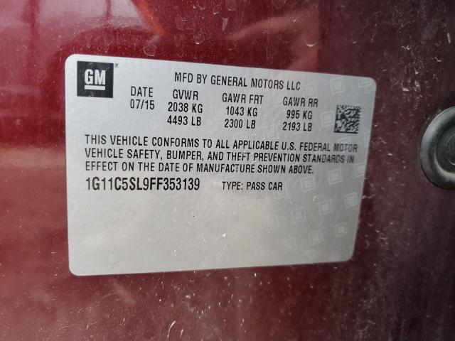 1G11C5SL9FF353139 - 2015 CHEVROLET MALIBU 1LT 红色 照片 13