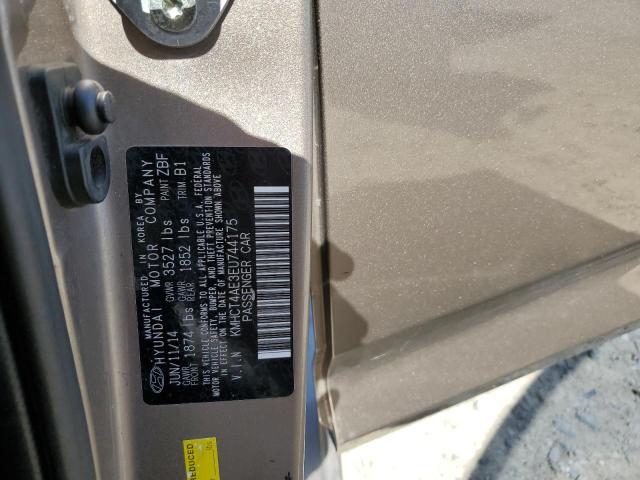 KMHCT4AE3EU744175 - 2014 HYUNDAI ACCENT GLS GRAY photo 12