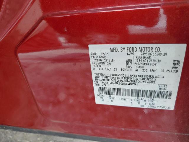 2LMTJ6KR8GBL48761 - 2016 LINCOLN MKX SELECT RED photo 13