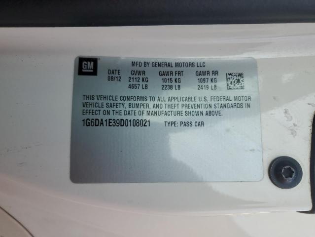 1G6DA1E39D0108021 - 2013 CADILLAC CTS WHITE photo 12