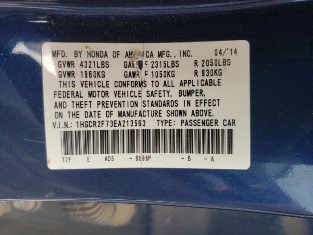 1HGCR2F73EA213563 - 2014 HONDA ACCORD EX BLUE photo 12