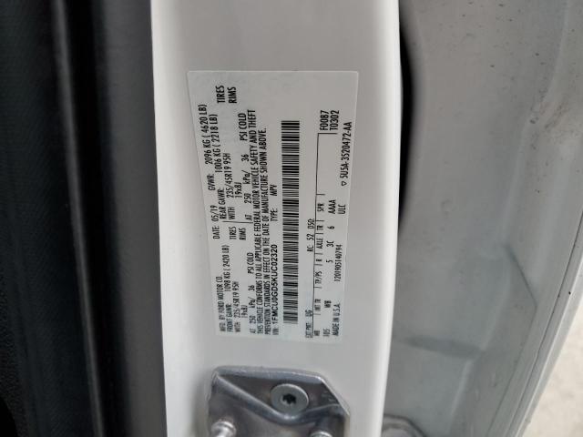 1FMCU0GD5KUC02320 - 2019 FORD ESCAPE SE WHITE photo 12