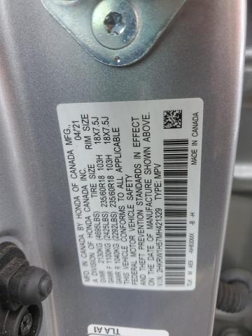 2HKRW1H57MH421329 - 2021 HONDA CR-V EX SILVER photo 14