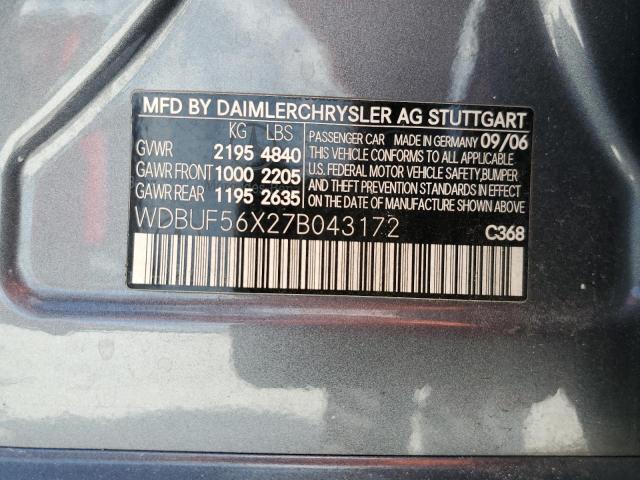 WDBUF56X27B043172 - 2007 MERCEDES-BENZ E 350 GRAY photo 12