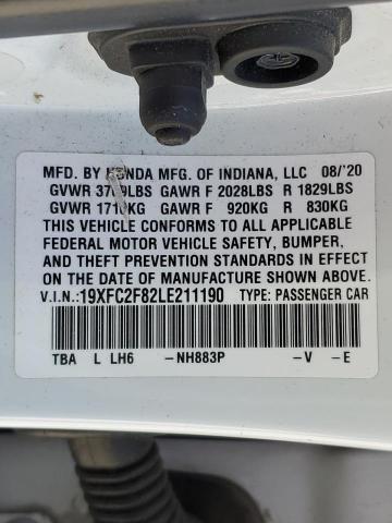 19XFC2F82LE211190 - 2020 HONDA CIVIC SPORT 白色 照片 13