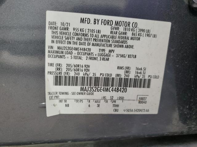 MAJ3S2GE4MC448420 - 2021 FORD ECOSPORT SE 灰色 照片 13