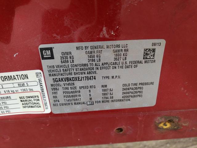 5GAKVBKDXEJ178474 - 2014 BUICK ENCLAVE RED photo 14