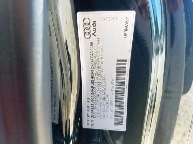 WAUCVAFR5CA006026 - 2012 AUDI S5 PREMIUM PLUS  照片 10