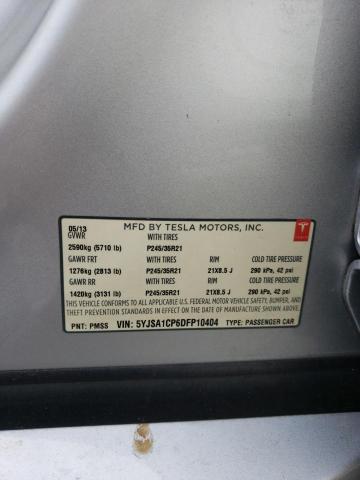 5YJSA1CP6DFP10404 - 2013 TESLA MODEL S 银色 照片 12