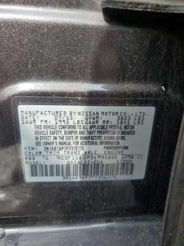 3N1AB7AP7FY316175 - 2015 NISSAN SENTRA S GRAY photo 12