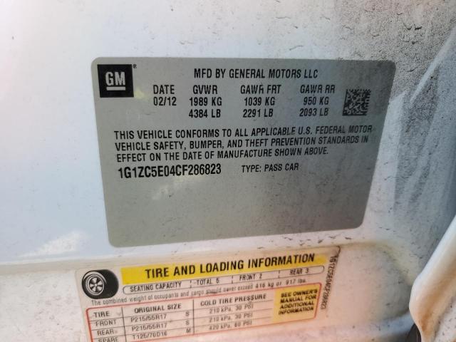 1G1ZC5E04CF286823 - 2012 CHEVROLET MALIBU 1LT WHITE photo 12