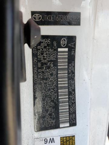 JTKDE167380243822 - 2008 TOYOTA SCION TC თეთრი ფოტო 13