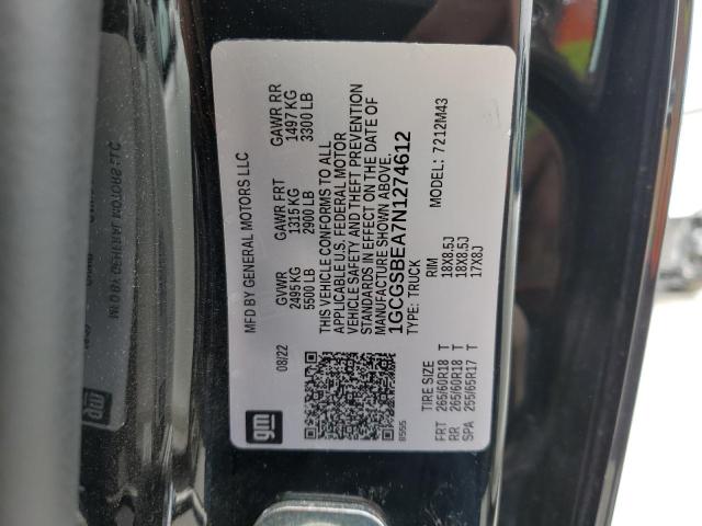 1GCGSBEA7N1274612 - 2022 CHEVROLET COLORADO BLACK photo 12