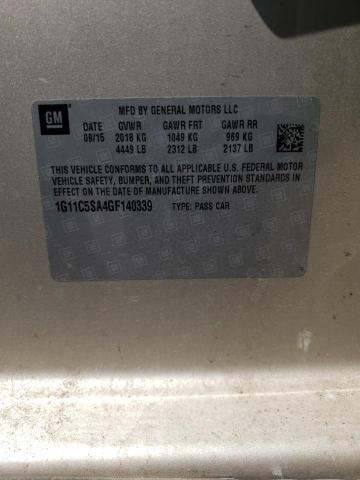 1G11C5SA4GF140339 - 2016 CHEVROLET MALIBU LIM LT 金色 照片 12