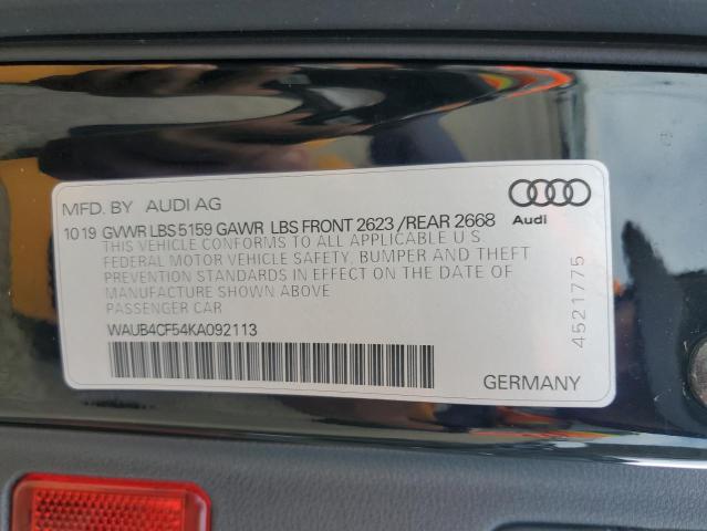 WAUB4CF54KA092113 - 2019 AUDI S5 PREMIUM PLUS Qara foto 12
