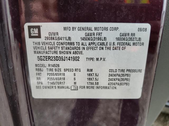 5GZER23D39J141902 - 2009 SATURN OUTLOOK XR PURPLE photo 13