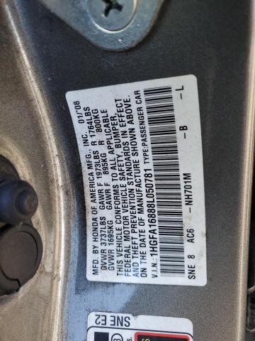 1HGFA16888L050781 - 2008 HONDA CIVIC EX GRAY photo 12