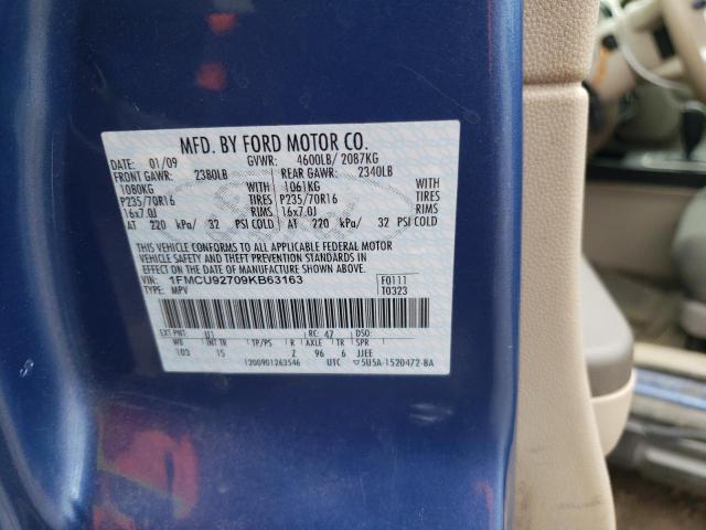 1FMCU92709KB63163 - 2009 FORD ESCAPE XLS BLUE photo 13