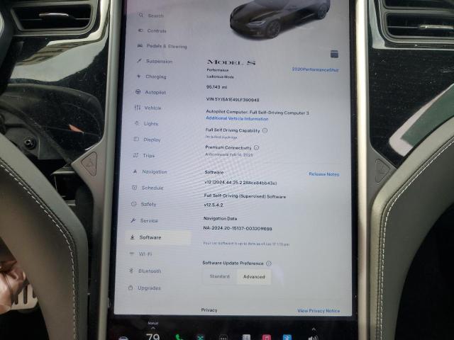 5YJSA1E49LF390948 - 2020 TESLA MODEL S BLACK photo 9