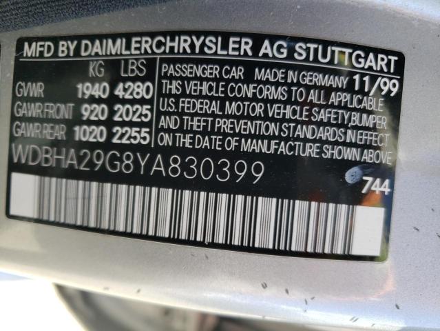 WDBHA29G8YA830399 - 2000 MERCEDES-BENZ C 280 SILVER photo 13