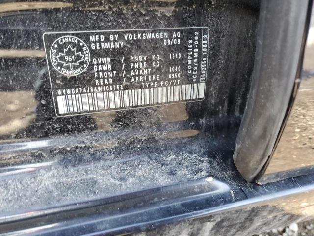 WVWDA7AJ8AW105754 - 2010 VOLKSWAGEN GOLF შავი ფოტო 12