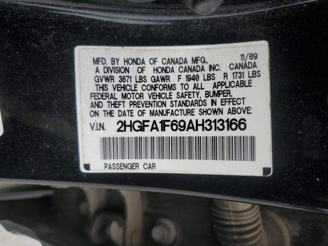 2HGFA1F69AH313166 - 2010 HONDA CIVIC LX-S 黑色 照片 12