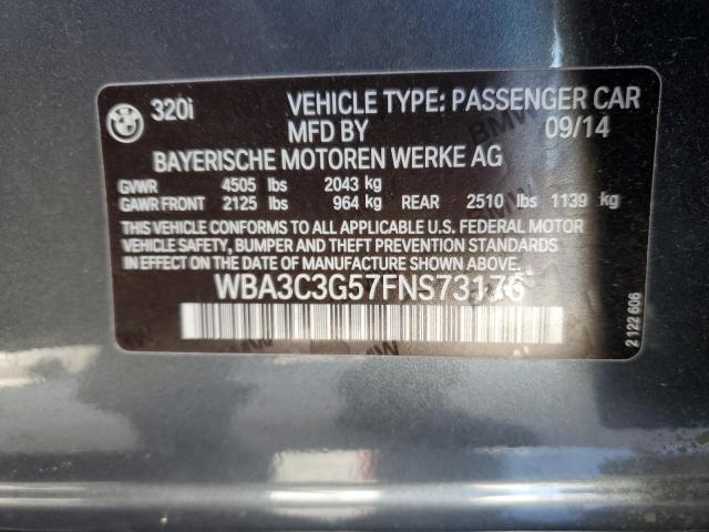 WBA3C3G57FNS73176 - 2015 BMW 320 I XDRIVE CHARCOAL photo 12