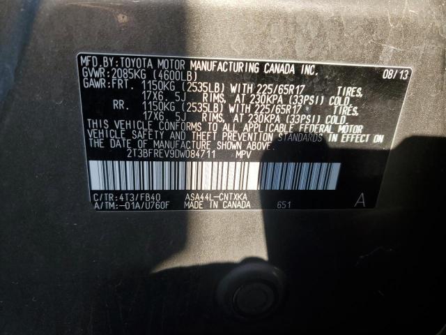 2T3BFREV9DW084711 - 2013 TOYOTA RAV4 LE GRAY photo 13