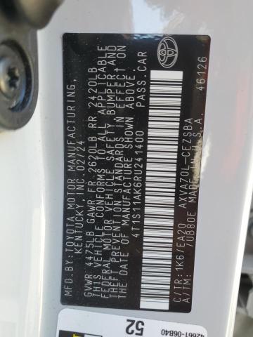 4T1S11AK6RU241400 - 2024 TOYOTA CAMRY SE NIGHT SHADE WHITE photo 12