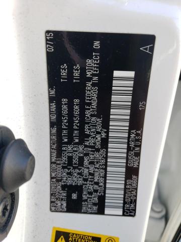 5TDJKRFH0FS187505 - 2015 TOYOTA HIGHLANDER XLE 白色 照片 12