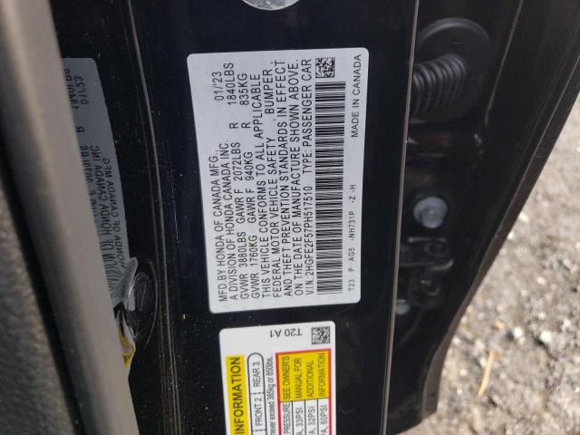 2HGFE2F57PH517510 - 2023 HONDA CIVIC SPORT 黑色 照片 12