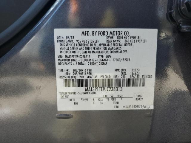 MAJ3P1TE9JC238313 - 2018 FORD ECOSPORT SE ნაცრისფერი ფოტო 13