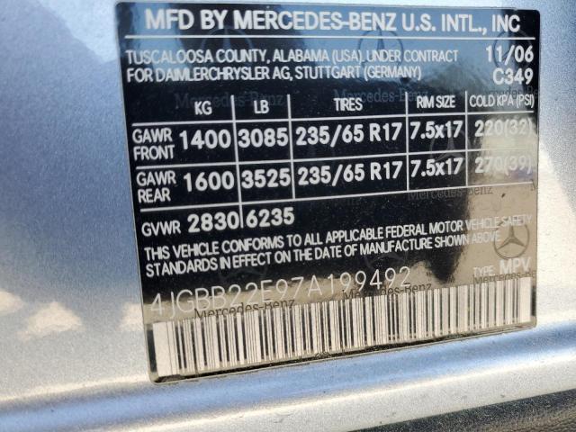 4JGBB22E97A199492 - 2007 MERCEDES-BENZ ML 320 CDI SILVER photo 13